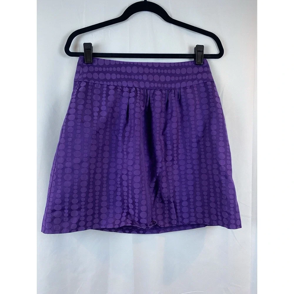 The Limited Size 2 Purple Dot‎ Mini Lined A Line Skirt